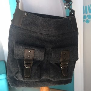 Gray felt messenger bag